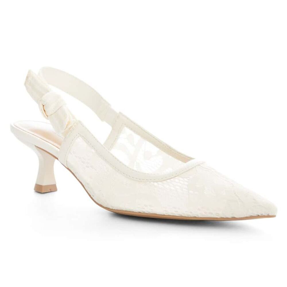 Women's Milan Pointed Toe Slingback Stiletto Heels - Cream 7.5
